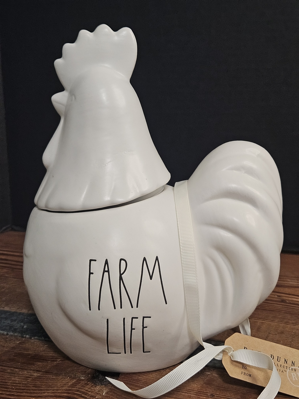 Rae Dunn White 'Farm Life' Ceramic Rooster Canister - Decorative Home Art
